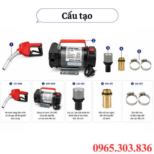 Cấu tạo bộ bơm xăng dầu nhớt