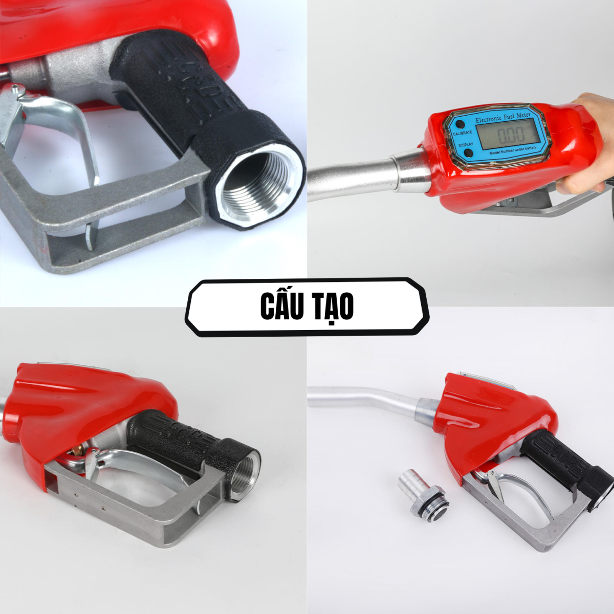 Cấu tạo chi tiết cò bơm xăng dầu điện tử hiển thị màn hình LCD