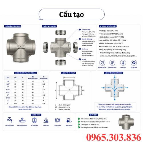 Cấu tạo chữ thập inox