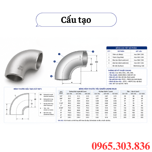 Cấu tạo cút inox công nghiệp