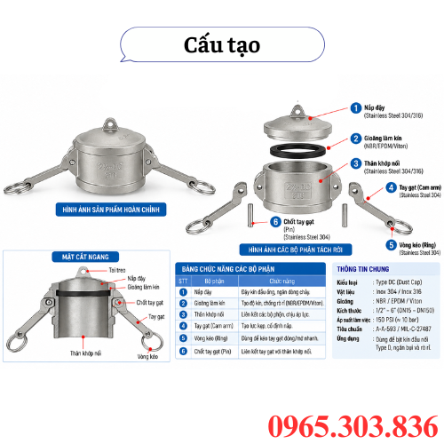 Cấu tạo khớp nối nhanh type DC