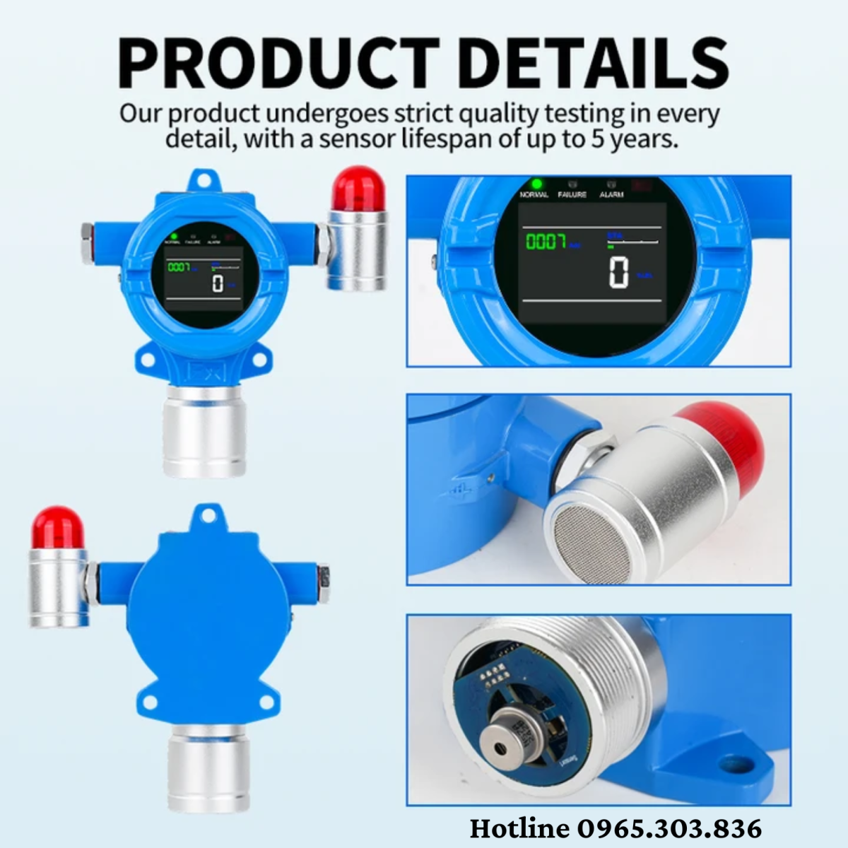 Cấu tạo, nguyên lý hoạt động của đầu báo dò Gas tích hợp còi báo – Relay – kết nối RS485