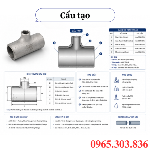 Cấu tạo tê thu hàn inox