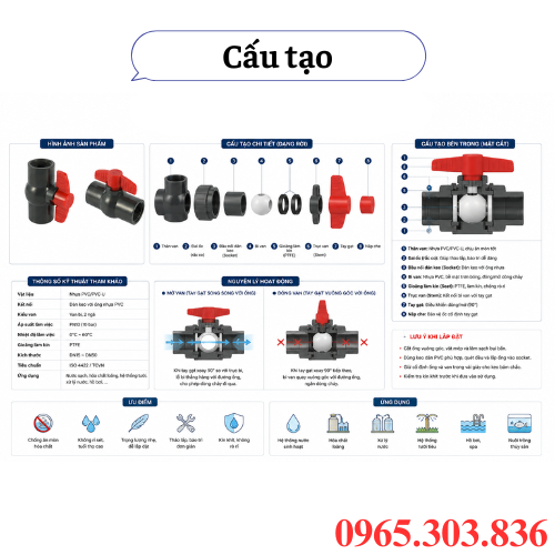 Cấu tạo van bi nhựa dán keo