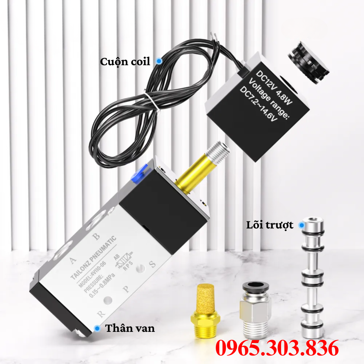 Cấu tạo van điện từ Airtac 4V110 – 06