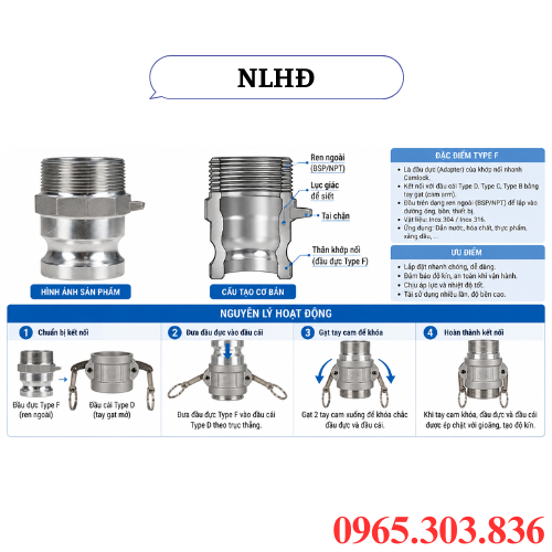 Nguyên lý hoạt động khớp nối nhanh inox type F