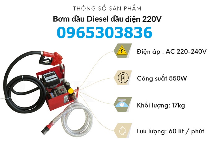 Thông số kỹ thuật bơm dầu Diesel 220V