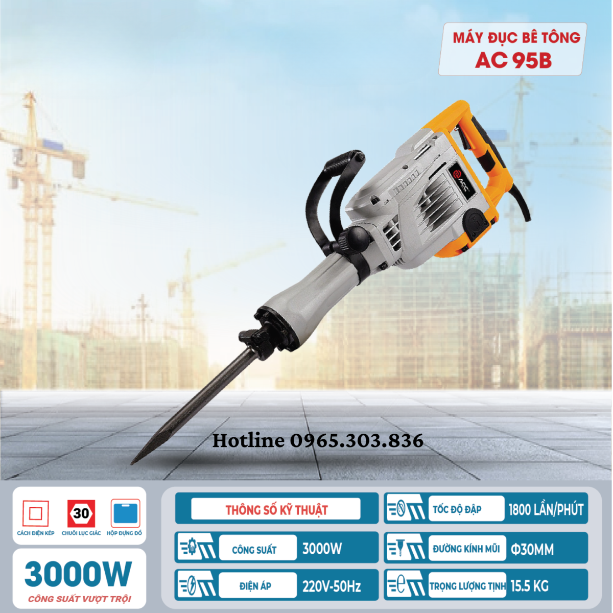 Thông số kỹ thuật máy đục phá bê tông