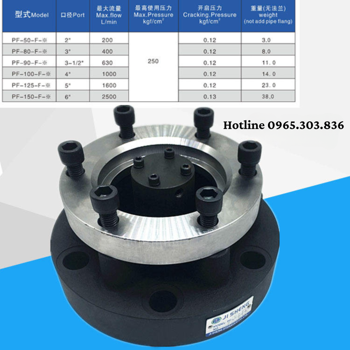 Thông số kỹ thuật van xả nhanh PF Series